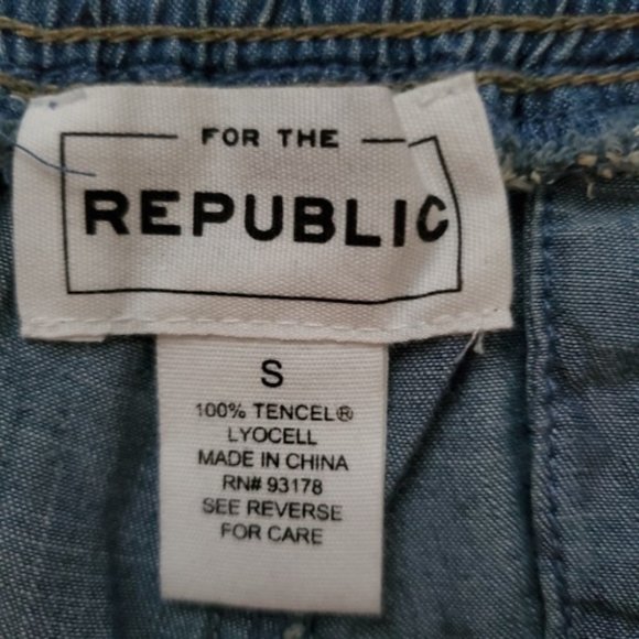 For The Republic Denim Tencel Lyocell Blue Denim Cargo Jogger Pants Sz Small NWT - Picture 7 of 10